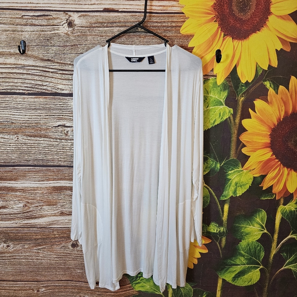 Lightweight Open Front Cardigan - White